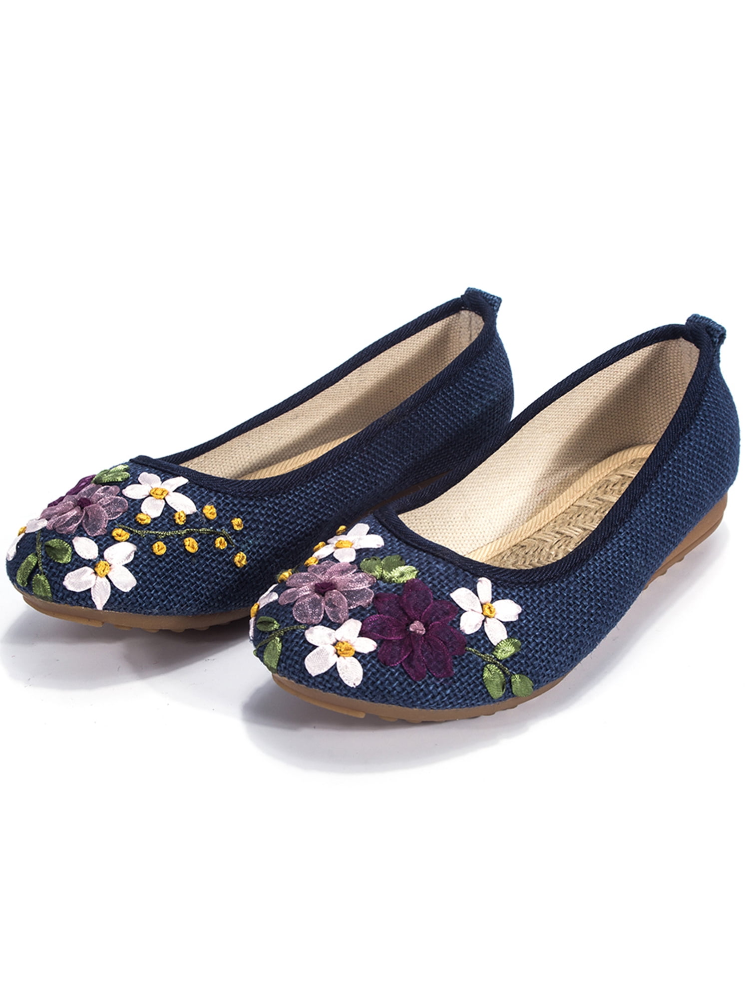 Basic Flats KingShop Women's Basic Round Flat Shoes Toe Print Slip-On Shoes ...
