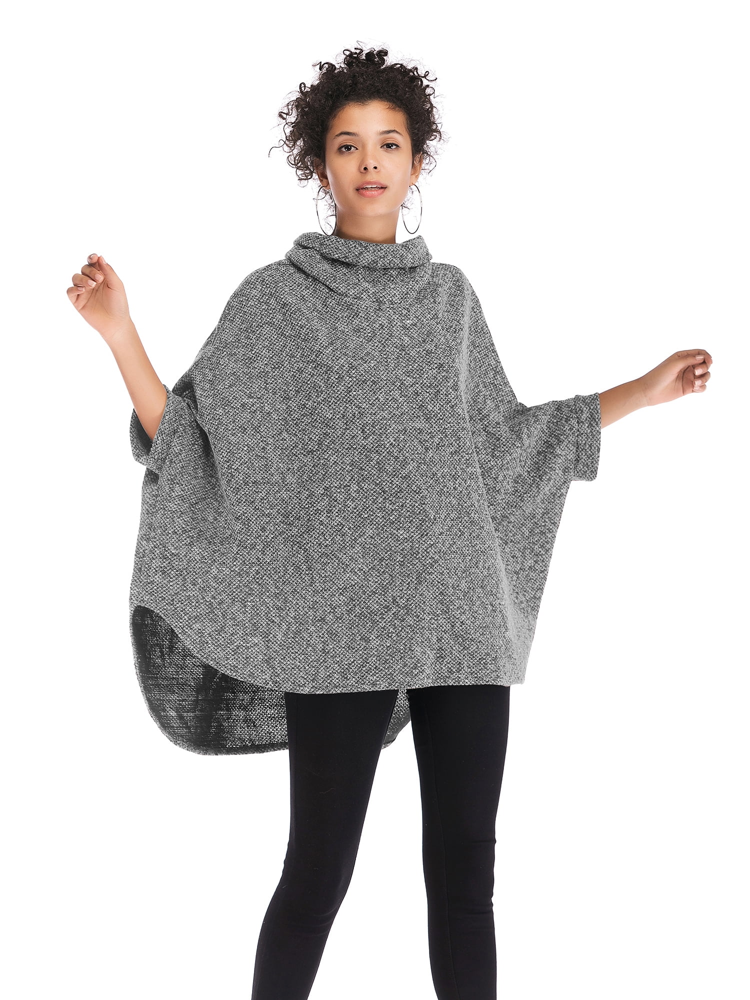 ZLYC Dames Zachte Eenvoudige Poncho Capes Retro Vesten Trui, One size