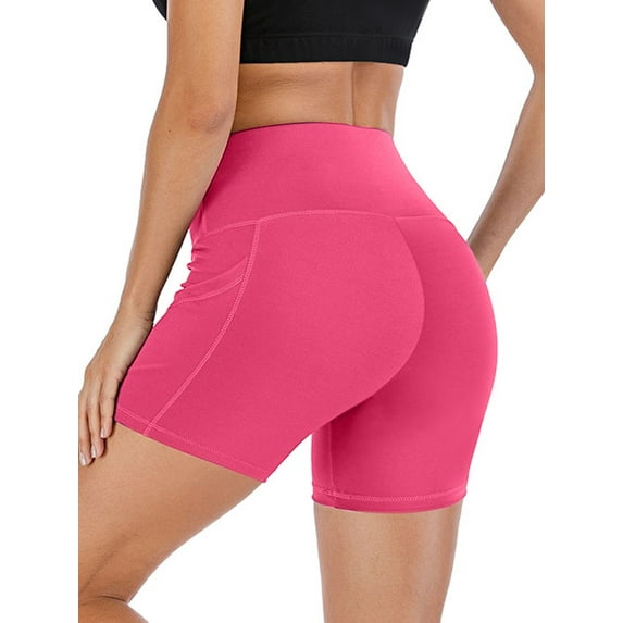 KingShop Womens Short Yoga Side Pockets High Waist Workout Running Sports Shorts