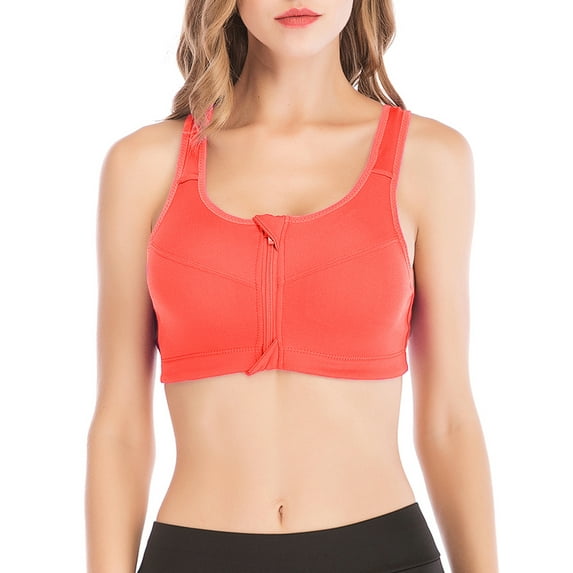 KingShop Womens Sport Bra Zipper Front Closure Low Impact Seamless Padded Removable Pads Yoga Sports Bras