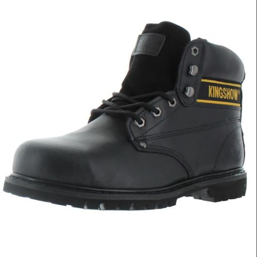 KingShow Men's 6" Steel Toe Leather Work Boots Goodyear Welt Size 10