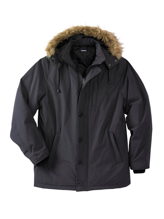 Men's Big & Tall Arctic Down Parka With Detachable Hood And Insulated Cuffs
