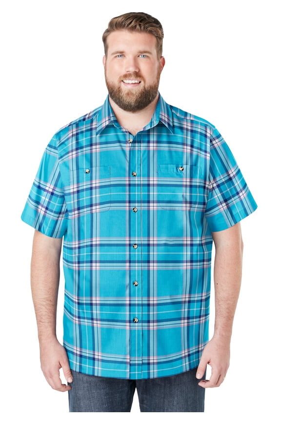 Men's Big & Tall Wrinkle-Resistant Short Sleeve Button Down, Printed