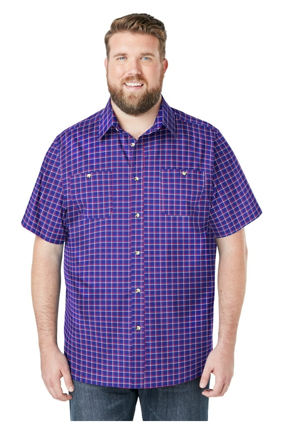 Men's Big & Tall Wrinkle-Resistant Short Sleeve Button Down, Printed