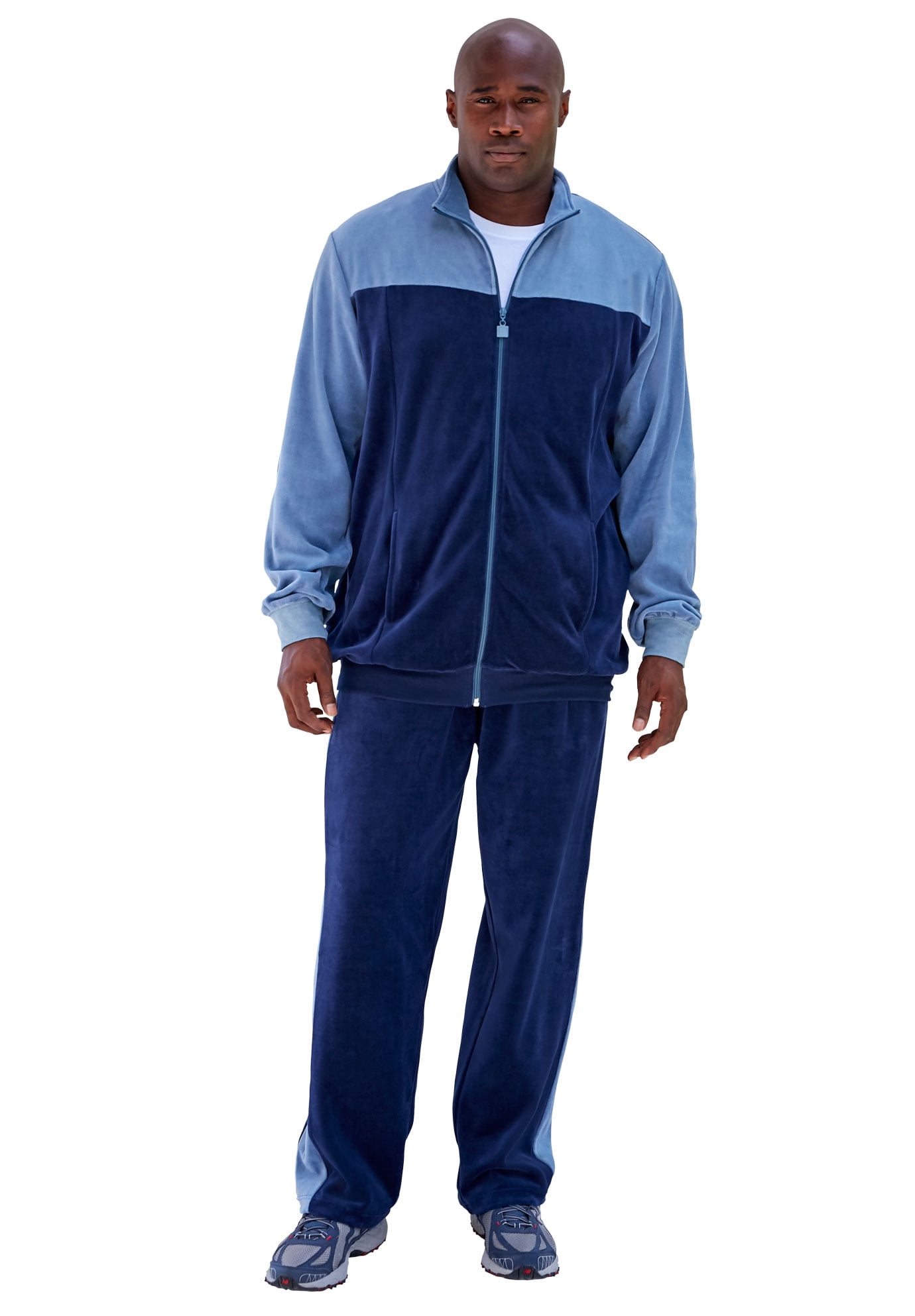 KingSize Men s Big Tall Colorblock Velour Tracksuit Walmart