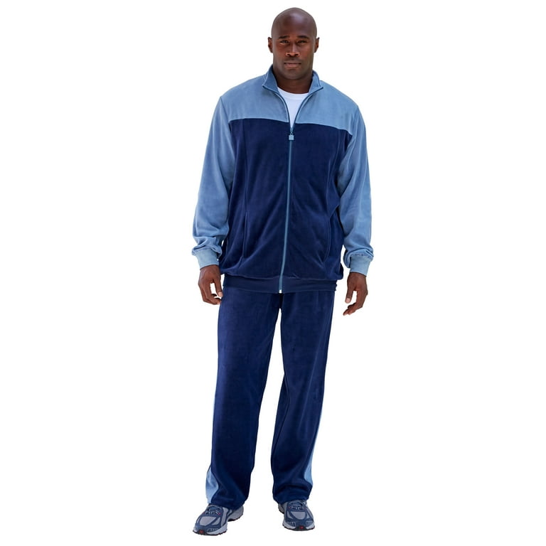 Blue velour tracksuit mens clearance