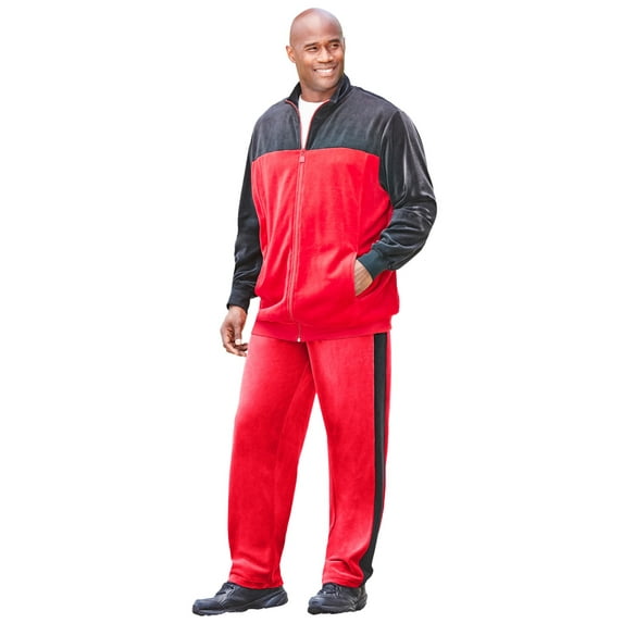 KingSize Men's Big & Tall Colorblock Velour Tracksuit