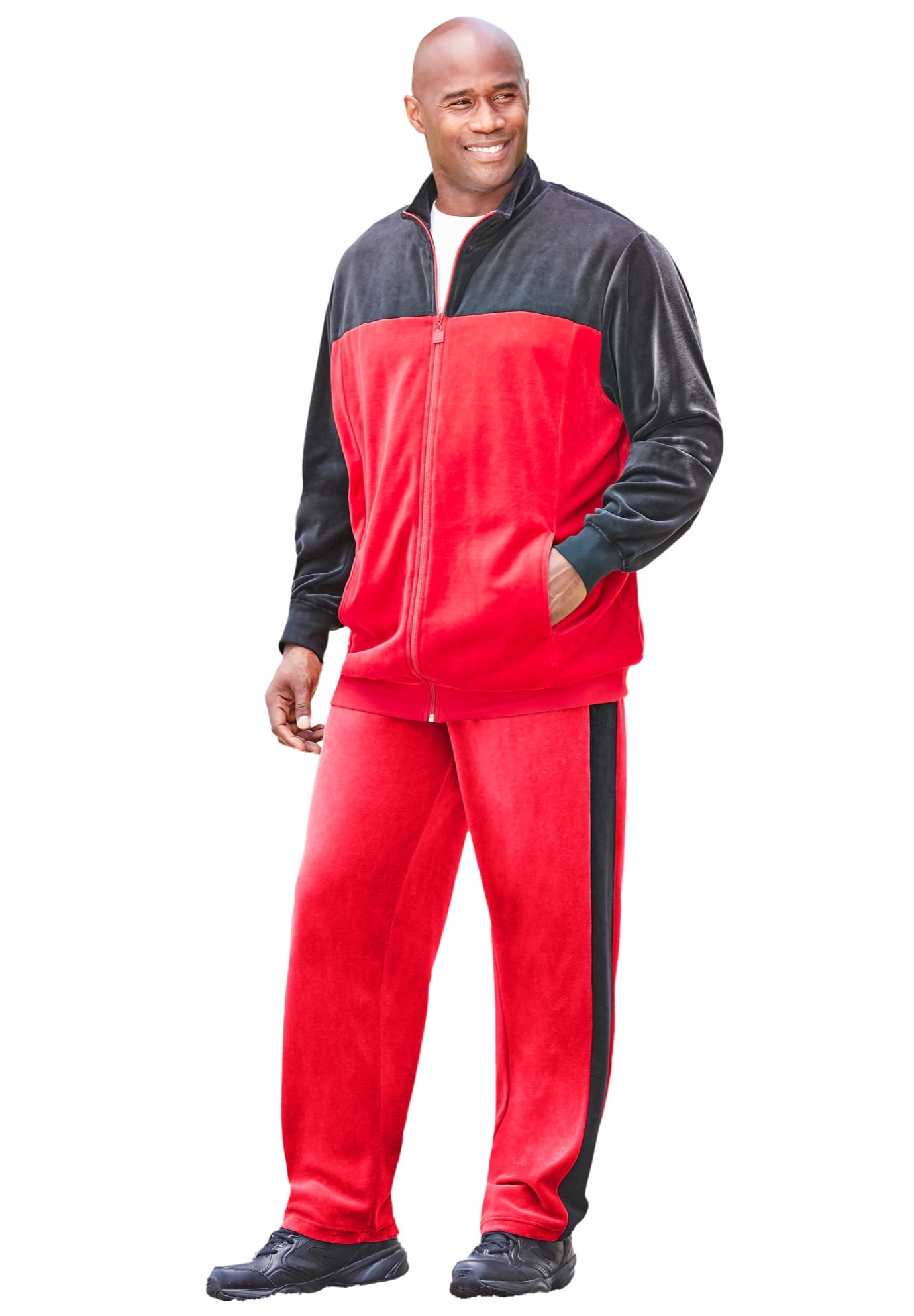 KingSize Men's Big & Tall Colorblock Velour Tracksuit KingSize Men's Big & Tall Colorblock Velour Tracksuit