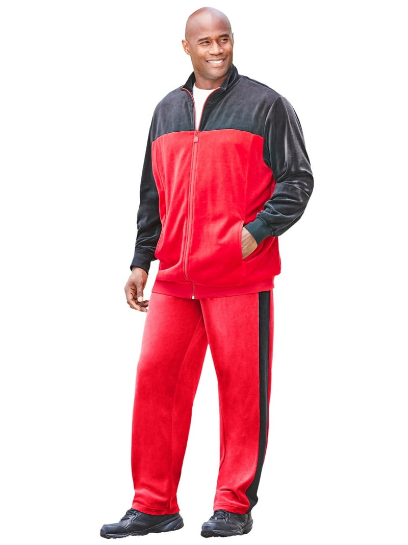 KingSize Men's Big & Tall Colorblock Velour Tracksuit - Walmart.com