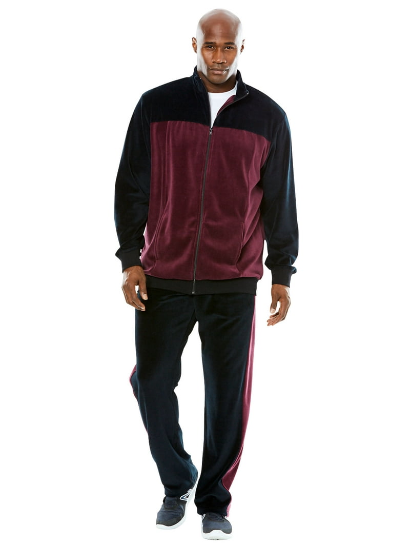 KingSize Men's 2XL Tracksuit Set: Big Tall Colorblock Velour in