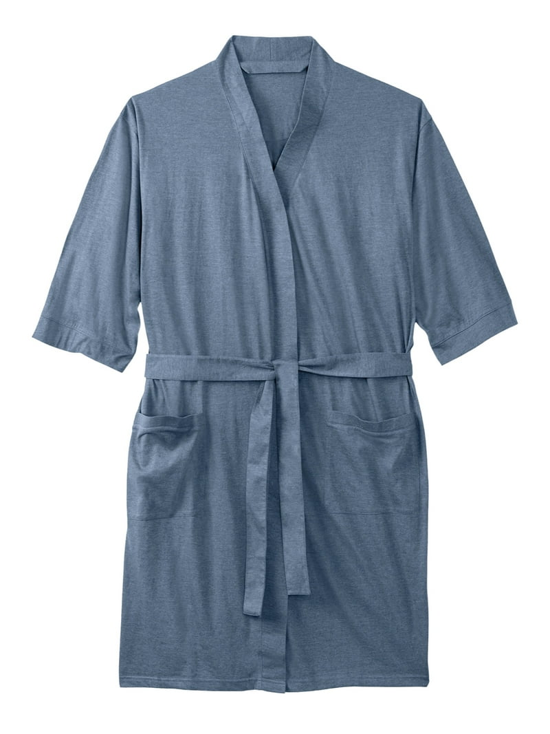 Grey Mens Jersey Dressing Gown KingSize Men's Big Tall Cotton Jersey Robe