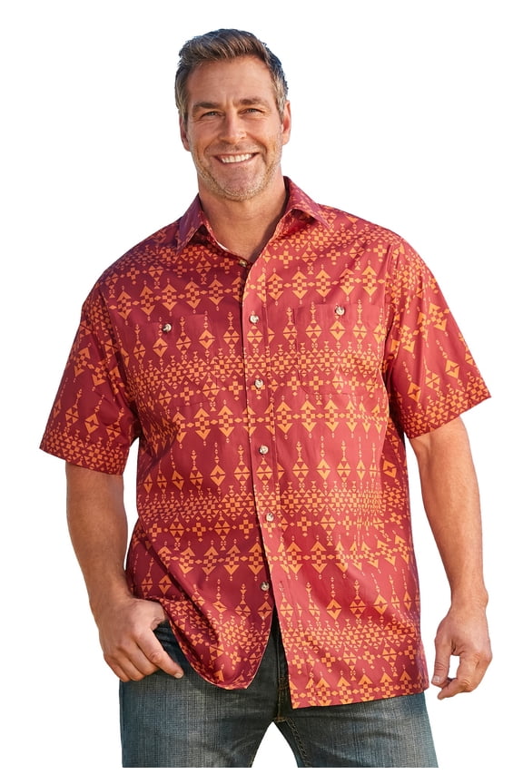 Men's Big & Tall Easy Care Woven Sport Shirt