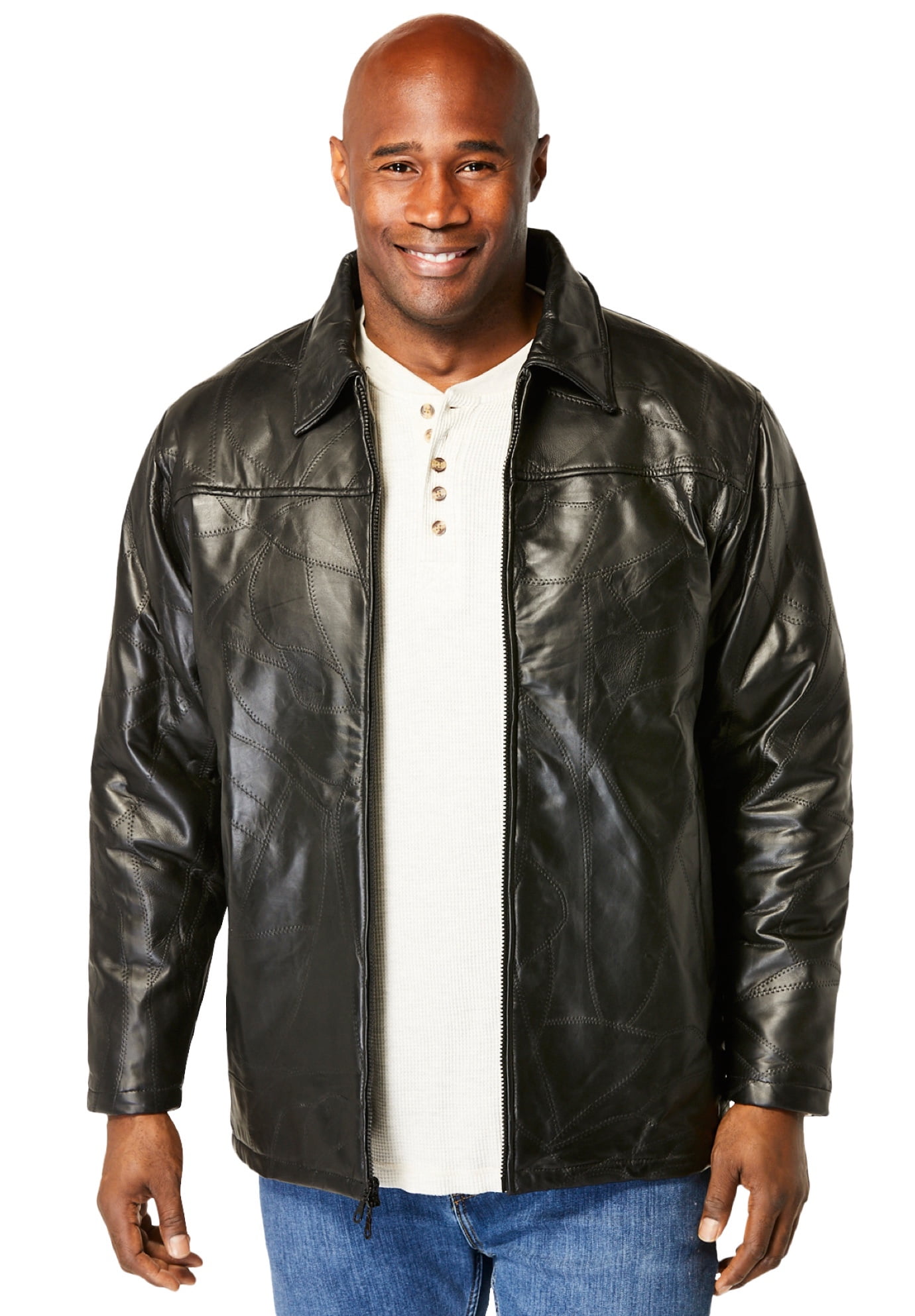 KingSize Men s Big Tall Embossed Leather Jacket Walmart