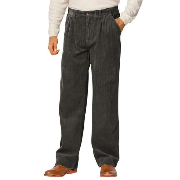 KingSize Men's Big & Tall Expandable Waist Corduroy Pleat-Front Pants
