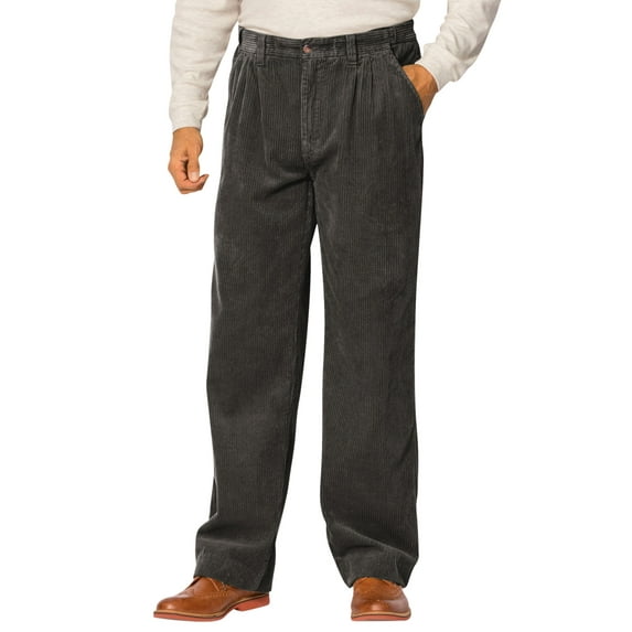 KingSize Men's Big & Tall Expandable Waist Corduroy Pleat-Front Pants