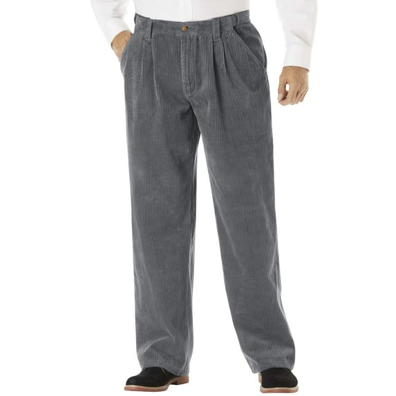 KingSize Men's Big & Tall Expandable Waist Corduroy Pleat-Front Pants
