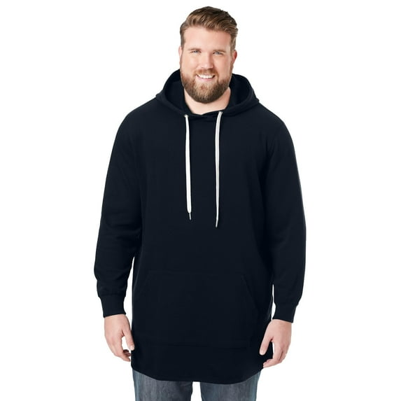 KingSize Men's Big & Tall Fleece Longer-Length Pullover Hoodie - 8XL, Black