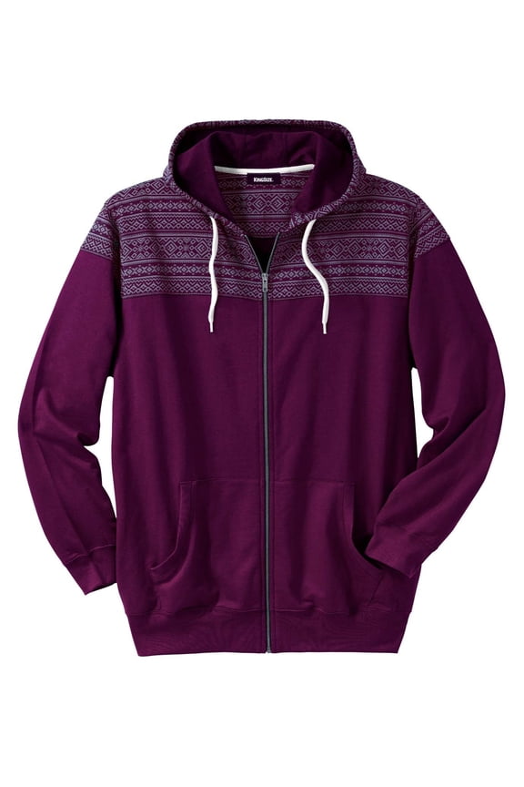 Men's Big & Tall French Terry Snow Lodge Hoodie - 2XL, Dark Burgundy