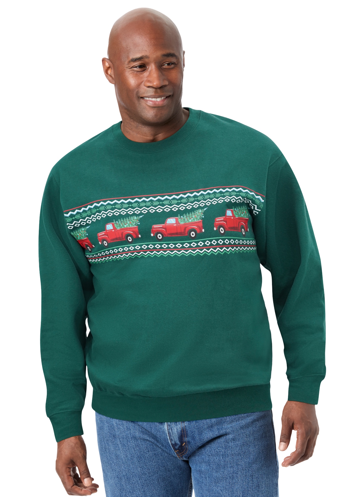 KingSize Men's Big & Tall Festive Fleece Sweatshirt – Holiday Themed Cozy Top - View #4