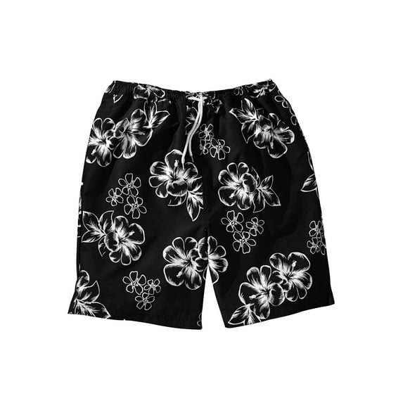 KingSize Men's Big & Tall Hibiscus Print 8" Swim Trunks