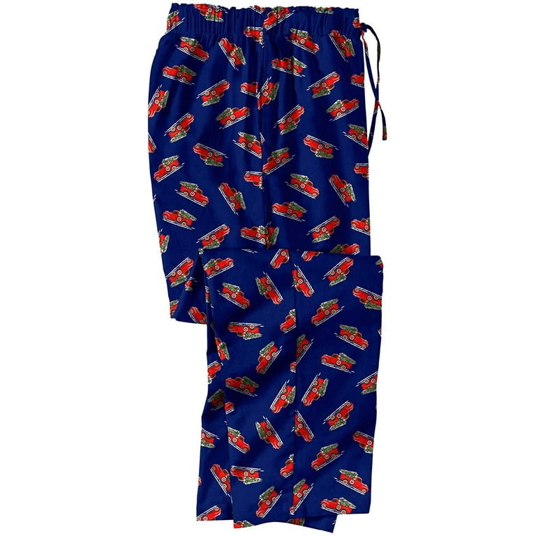 KingSize Men's Big & Tall Holiday Print Flannel Pajama Pants - Big - XL,  Truck Pajama Bottoms 