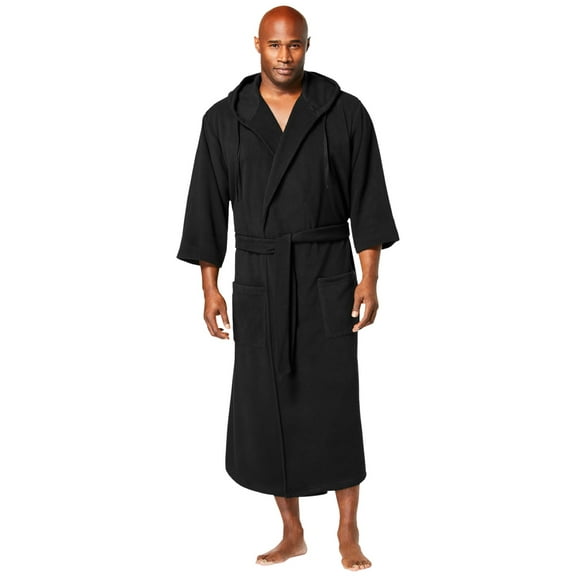 KingSize Men's Big & Tall Hooded Microfleece Maxi Robe With Front Pockets
