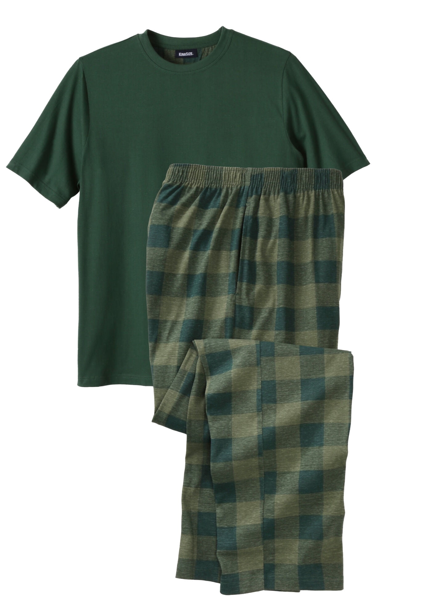 KingSize Men s Big Tall Jersey Knit Plaid Pajama Set Walmart