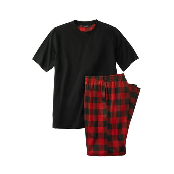 KingSize Men's Big & Tall Jersey Knit Plaid Pajama Set