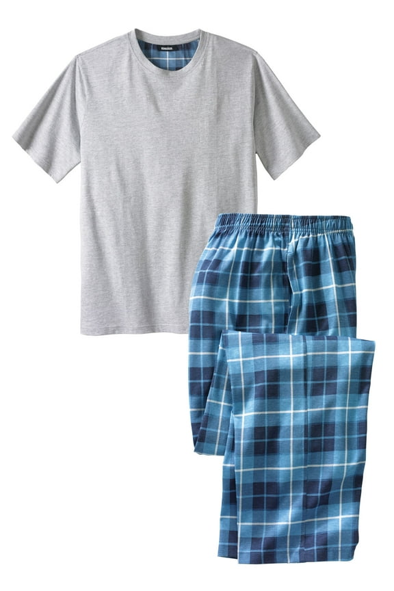 Men's Big & Tall Jersey Knit Plaid Pajama Set