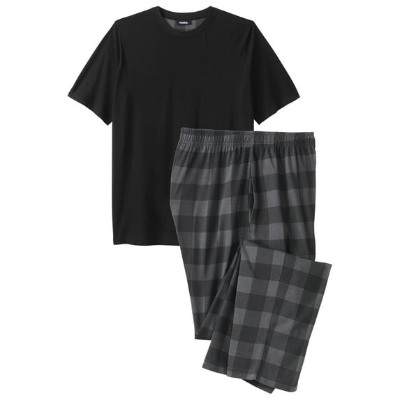 KingSize Men's Big & Tall Jersey Knit Plaid Pajama Set