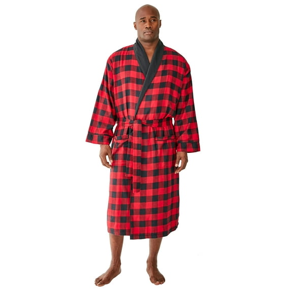 KingSize Men's Big & Tall Jersey-Lined Flannel Robe