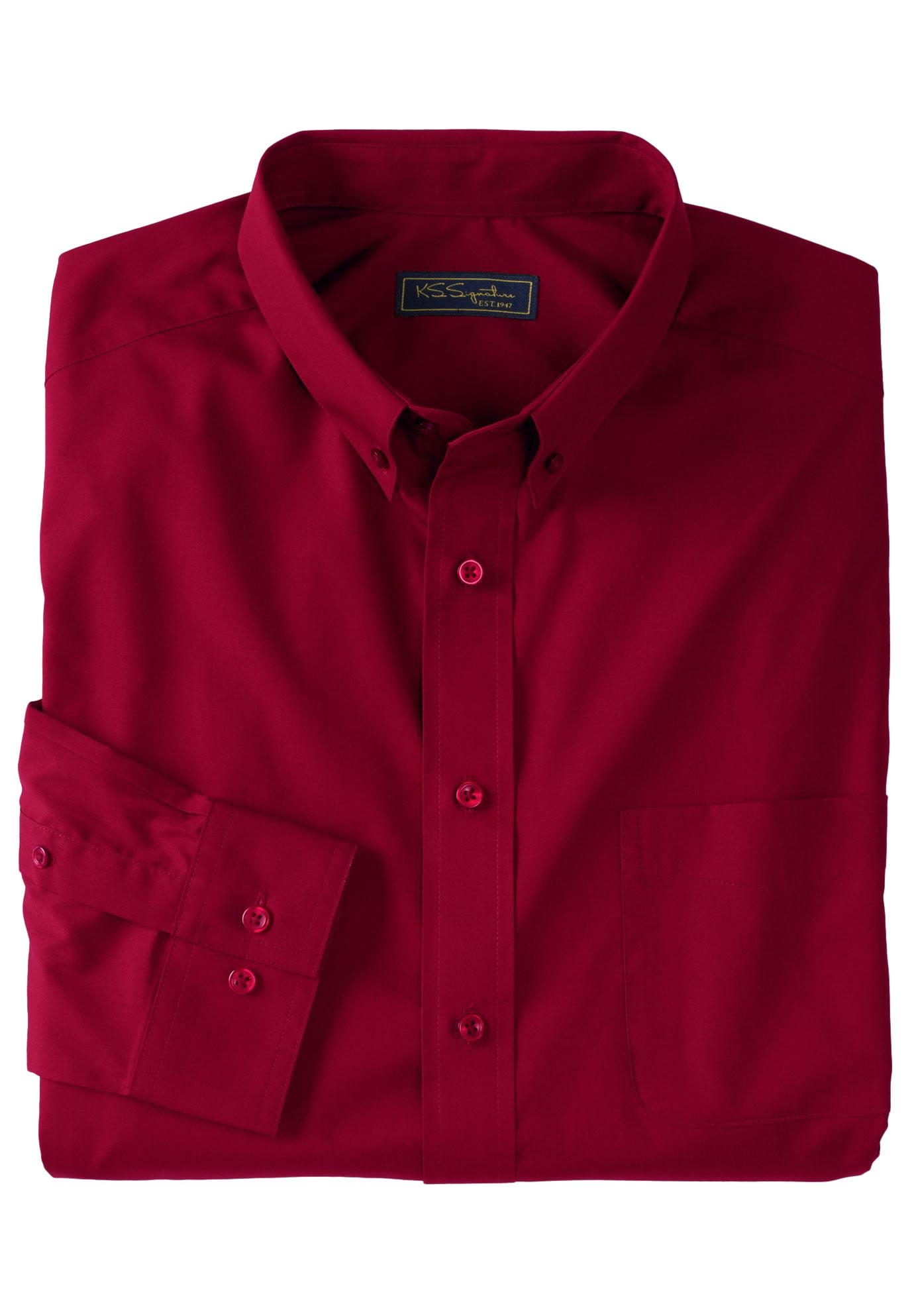 KingSize Men s Big Tall KS Signature Collection Wrinkle Free Long Sleeve Button Down Collar Dress Shirt Walmart