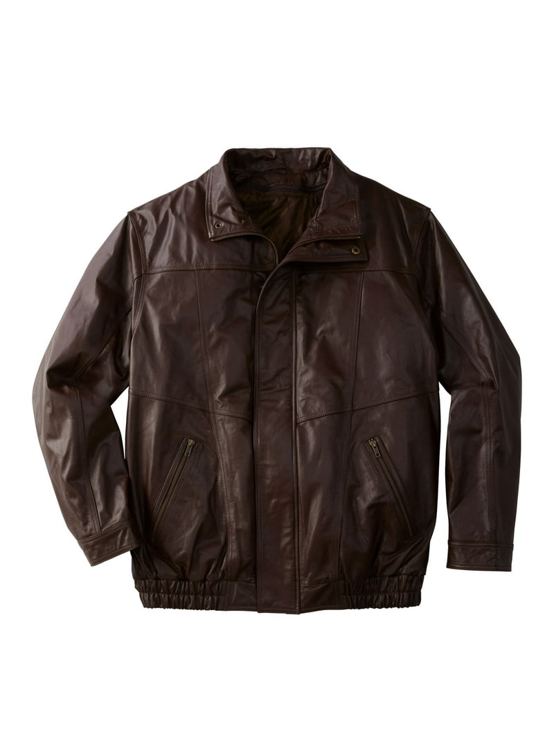 KingSize Men's Big Tall Leather Bomber Jacket