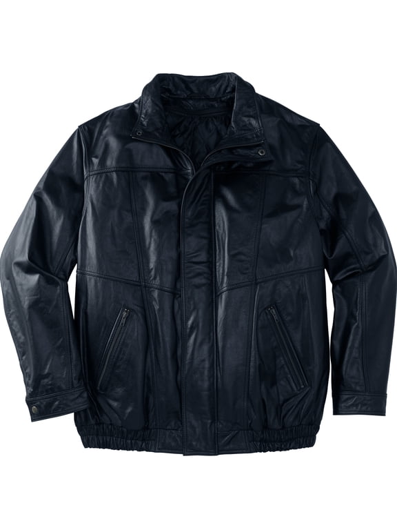 Men's Big & Tall Leather Bomber Jacket