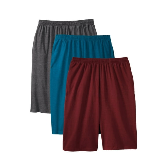 KingSize Men's Big & Tall Lightweight Longer Length Jersey Shorts 3-Pack