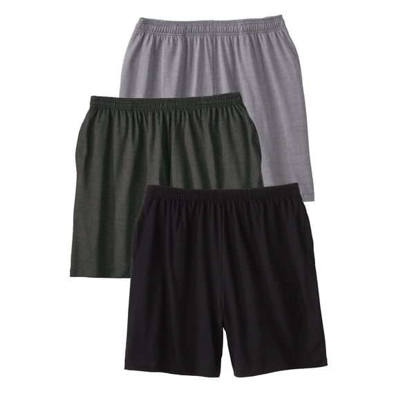 KingSize Men's Big & Tall Lightweight Longer Length Jersey Shorts 3-Pack