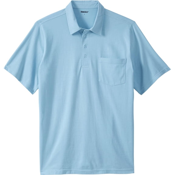 KingSize Men's Big & Tall Lightweight Jersey Polo - 5XL, Cool Blue