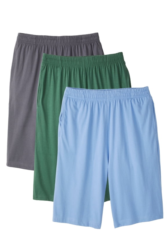 Men's Big & Tall Lightweight Longer Length Jersey Shorts 3-Pack