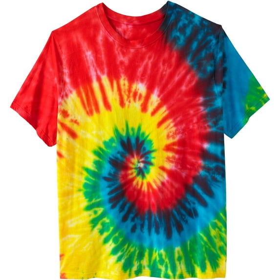 KingSize Men's Big & Tall Lightweight Tie-Dye Crewneck Tee - 2XL, Rainbow Tie Dye