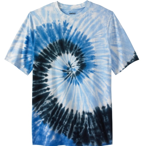 KingSize Men's Big & Tall Lightweight Tie-Dye Crewneck Tee - 9XL, Cool Blue Tie Dye