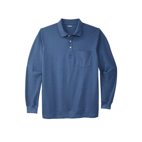 KingSize Men's Big & Tall Long-Sleeve Shrink-Less Cotton Polo Shirt
