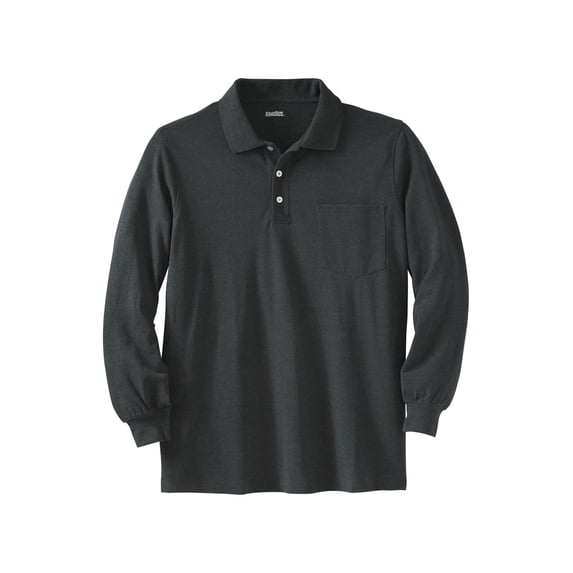 KingSize Men's Big & Tall Long-Sleeve Shrink-Less Cotton Polo Shirt