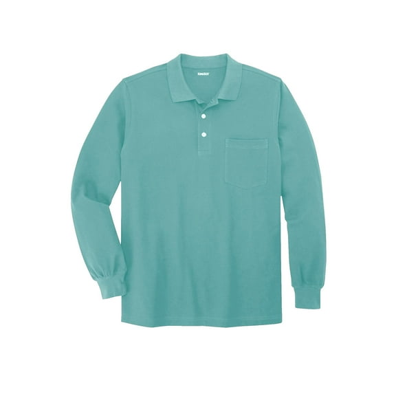 KingSize Men's Big & Tall Long-Sleeve Shrink Piqu Polo - 5XL, Blue Green