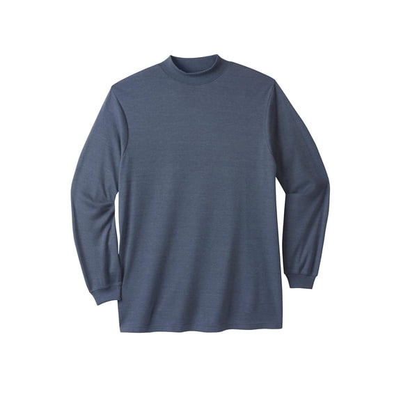 KingSize Men's Big & Tall Mock Turtleneck Long-Sleeve Cotton Tee - 4XL, Heather Slate Blue