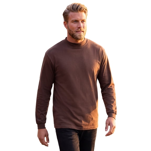 KingSize Men's Big & Tall Mock Turtleneck Long-Sleeve Cotton Tee