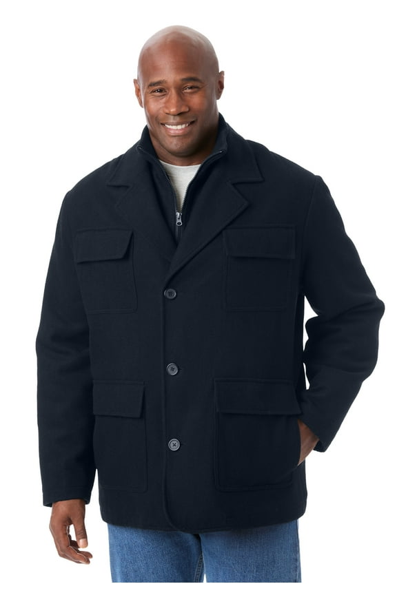 Men's Big & Tall Multi-Pocket Wool Inset Jacket