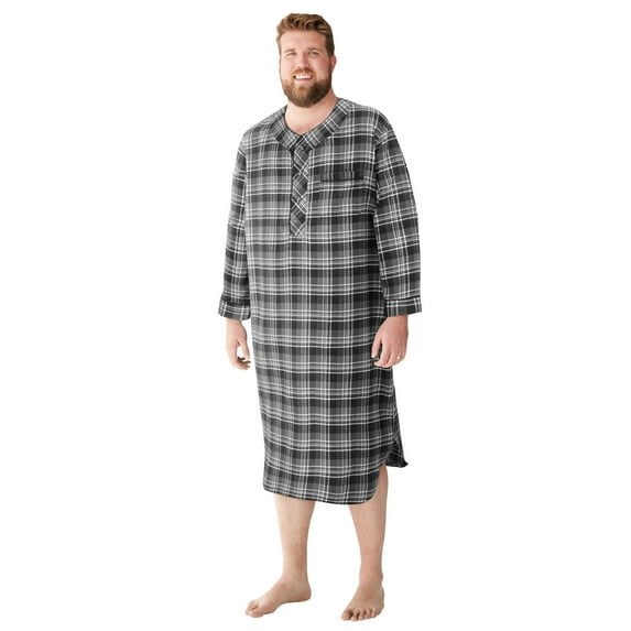 KingSize Men's Big & Tall Plaid Flannel Nightshirt