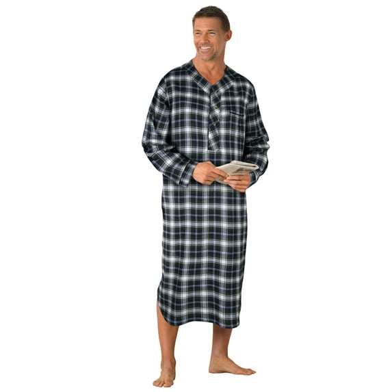 KingSize Men's Big & Tall Plaid Flannel Nightshirt