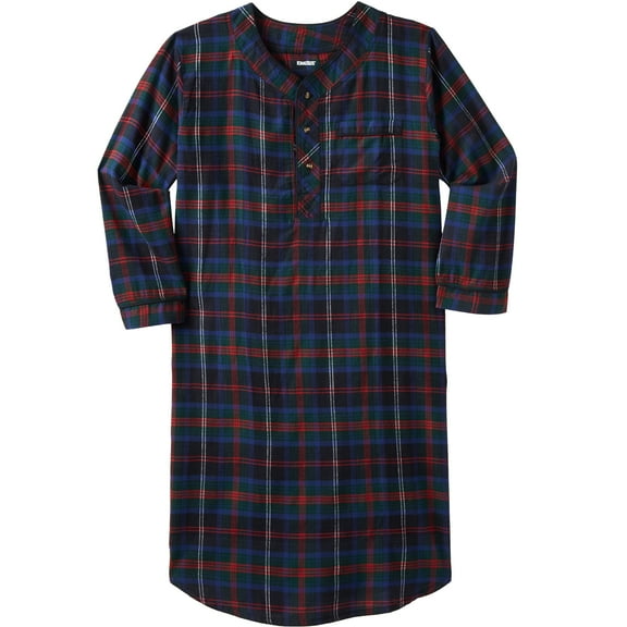 KingSize Men's Big & Tall Plaid Flannel Nightshirt