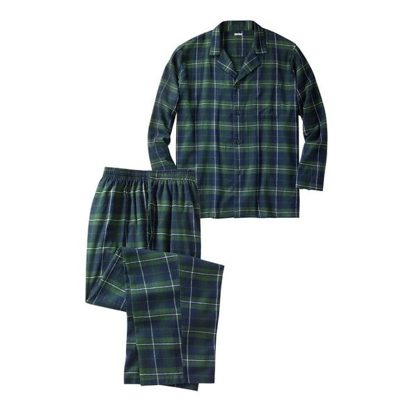 KingSize Men's Big & Tall Plaid Flannel Pajama Set